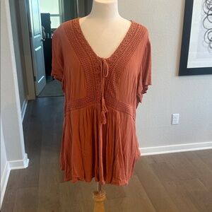 Torrid Rust Orange Boho Blouse